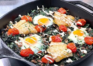 Norwegian Cod Green Shakshuka