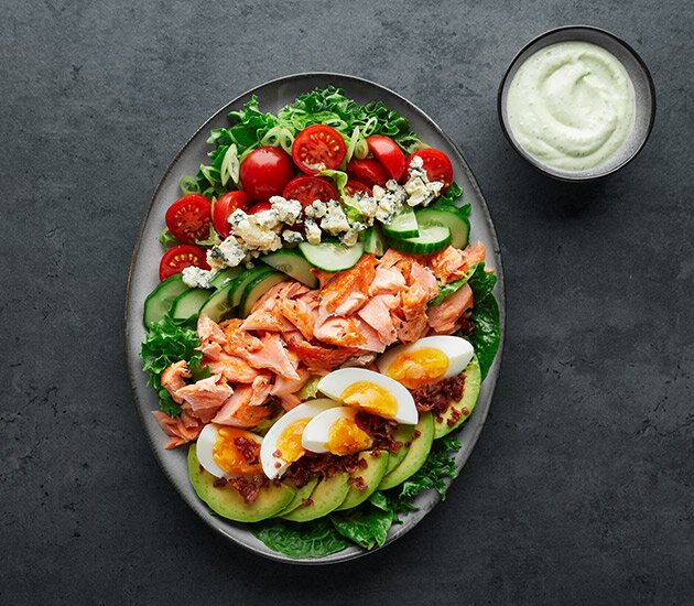 Cobb salad with Steelhead trout from Norway