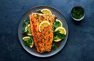 Norwegian steelhead trout with lemon and herb marinade