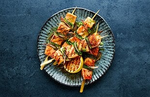 Grilled Norwegian steelhead trout skewers