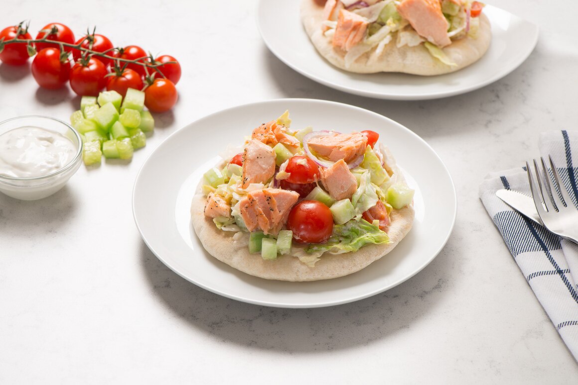 Roasted Norwegian Salmon Crispy Pita Pizza