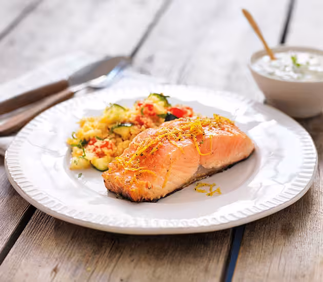 Lemon Grilled Norwegian Salmon with Couscous
