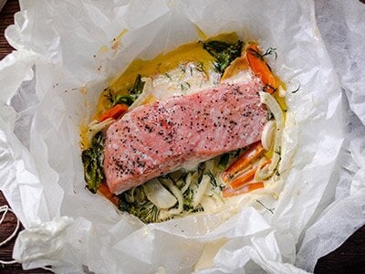 Creamy Baked Norwegian Salmon Parcels with Vegetables