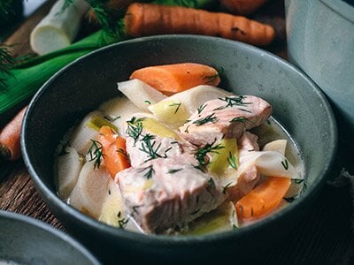 Norwegian Salmon Fricassee with Hard Cider