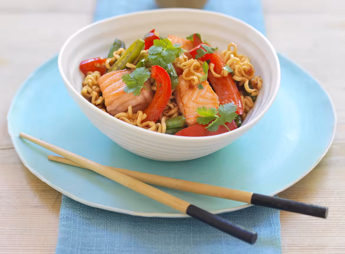 Sweet Chili Noodles with Norwegian Salmon