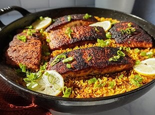One-Pot Blackened Norwegian Salmon and Rice