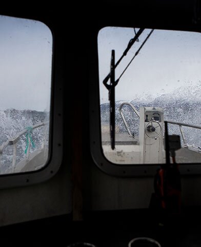 Boat in rough seas