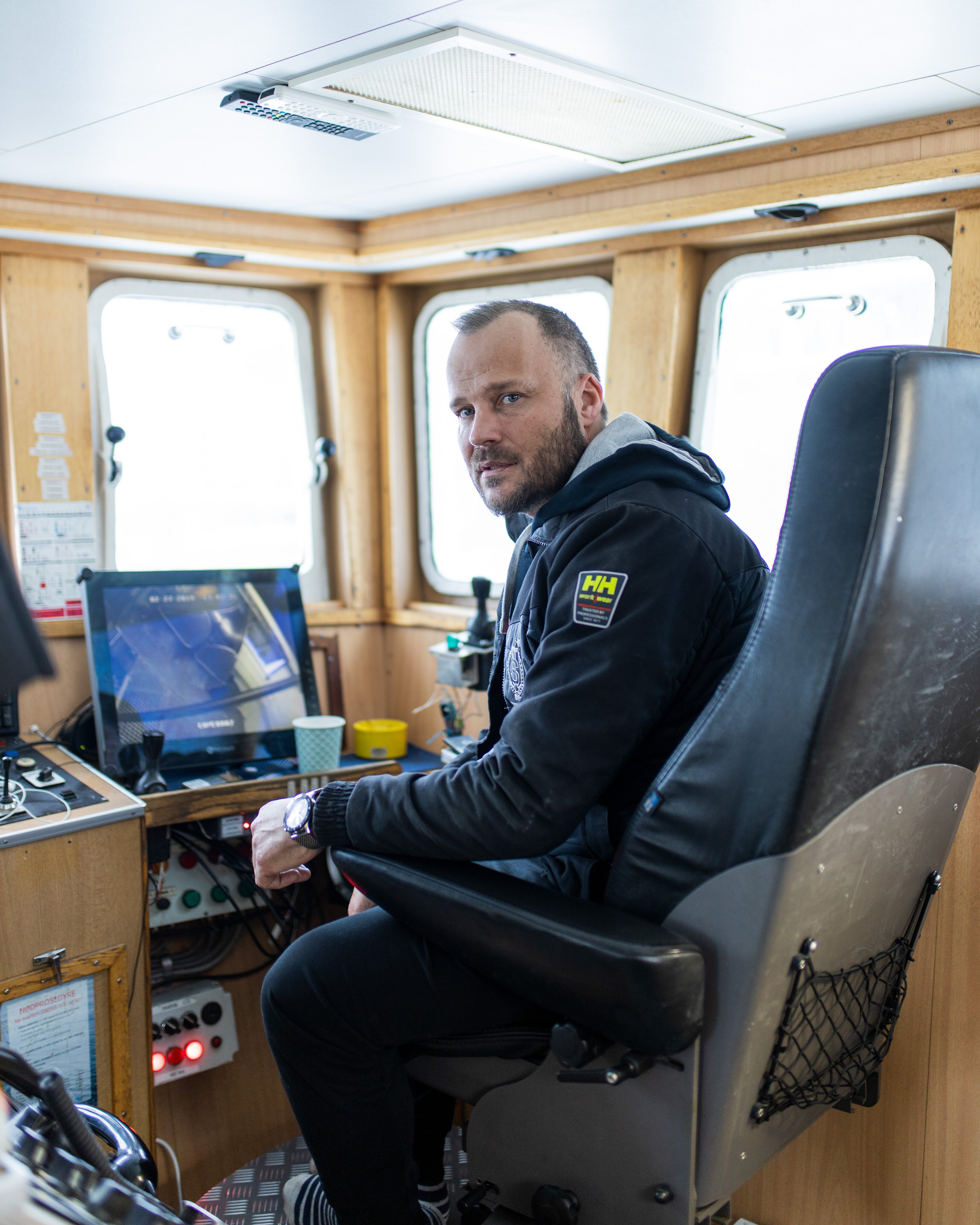 Captain Mikal Solhaug in the steering house