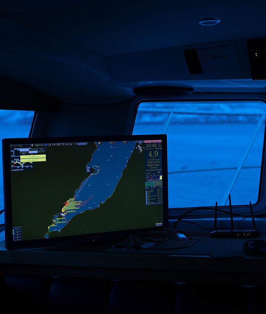 GPS display in the steering house